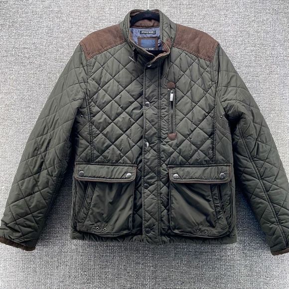 Zara Man Jacket XL Men Button Front with Pockets Quilted Green Long Sleeve Warm - Picture 1 of 16